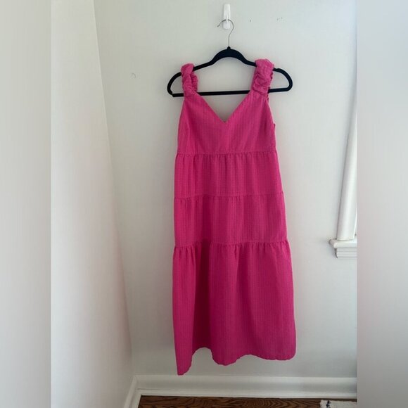 Juicy Couture Pink Cotton Tiered Midi Summer Dress with Pockets - Picture 4 of 14